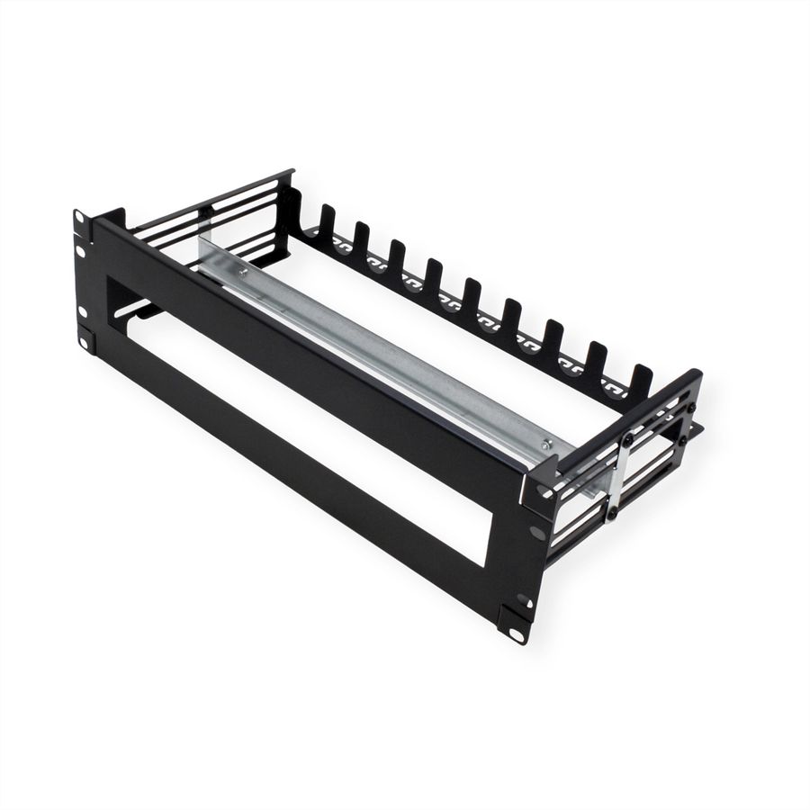 VALUE Cadre de support 19" pour appareils montés sur rail DIN, 3U, noir