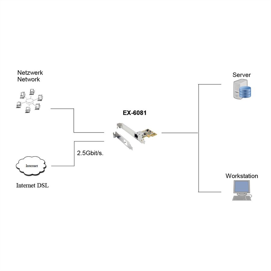 EXYSY EX-6081 Carte réseau PCIe 2.5 Gigabit (Realtek)