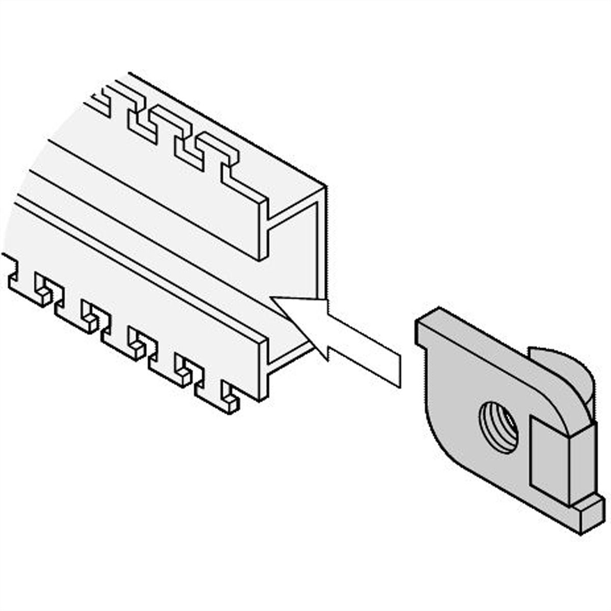 Kit d'écrous coulissants SCHROFF pour rail en C, 10 pièces