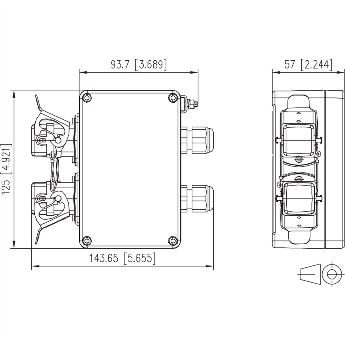 METZ CONNECT E-DAT Industry IP67 V5 2 ports boîtier métallique en saillie