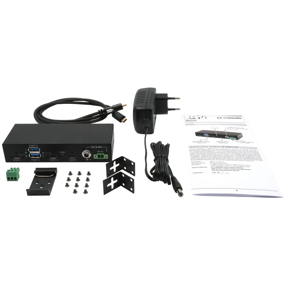 EXSYS EX-1274HMV Hub métal USB 3.2 Gen2, 4 ports
