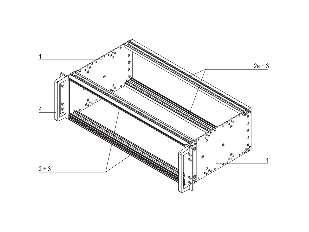SCHROFF EuropacPRO 19" Subrack Kit pour chemin de fer, blindage rétrofit, EN 50155, 3 U, 84 CV, 235 mm