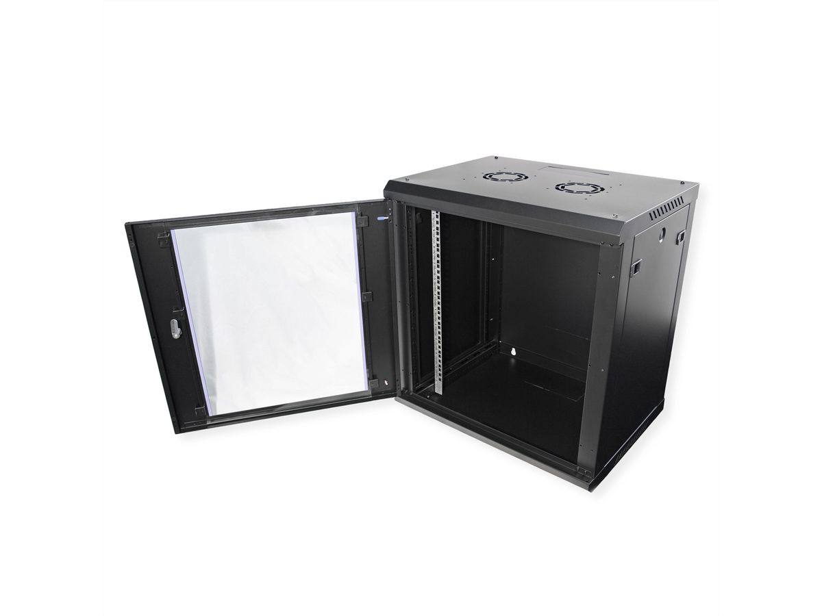 VALUE Boîtier mural 19 pouces 12U, 600 x 450 mm, noir, kit à assembler