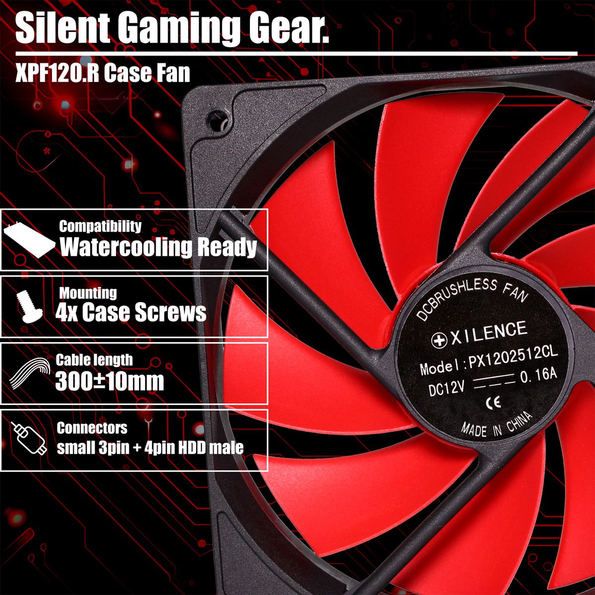 Xilence XPF120.R 120mm Performance Ventilateur de boîtier, 3PIN