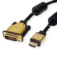 ROLINE GOLD Câble pour écran DVI (24+1) - HDMI, M/M, 1 m