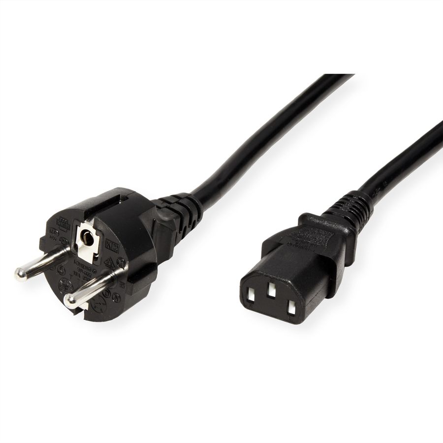 ROLINE Câble d'alimentation IEC droit, noir, 1,8 m