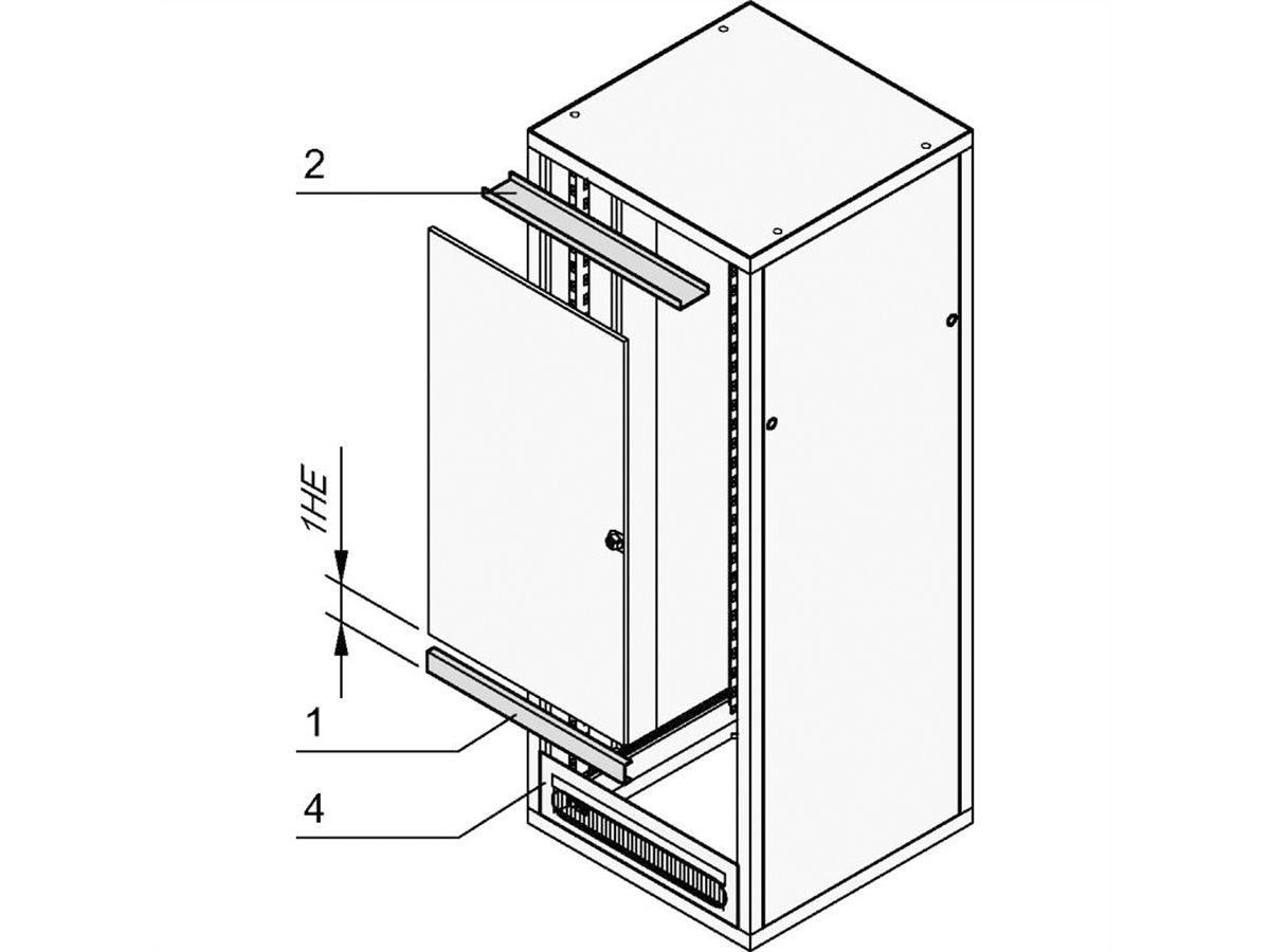 SCHROFF Eurorack Support de charnière de porte pour porte raccourcie, 19" Eurorack