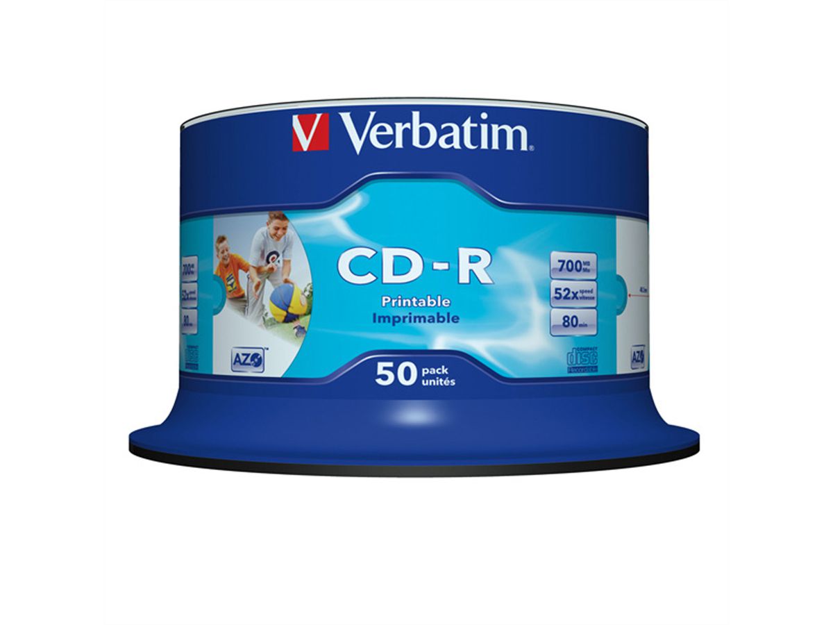 VERBATIM CD-R, tour de 50, imprimables, 52x