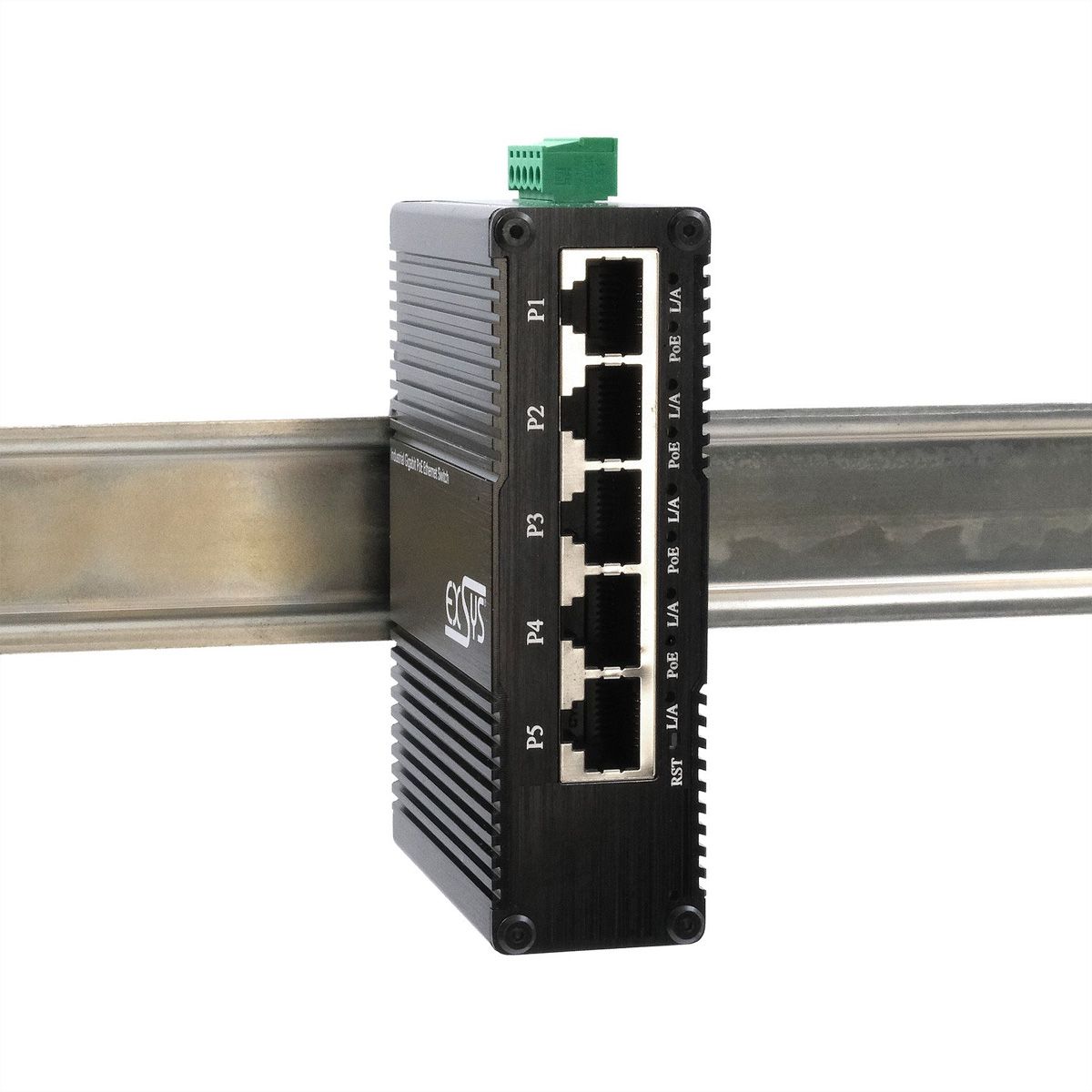EXSYS EX-62030MPoE Mini Switch Gigabit SFP PoE+ industriel 5 ports, géré via le Web