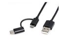 ROLINE Câble USB 2.0 de charge et synchronisation (type A - type C / Micro B), noir, 1 m