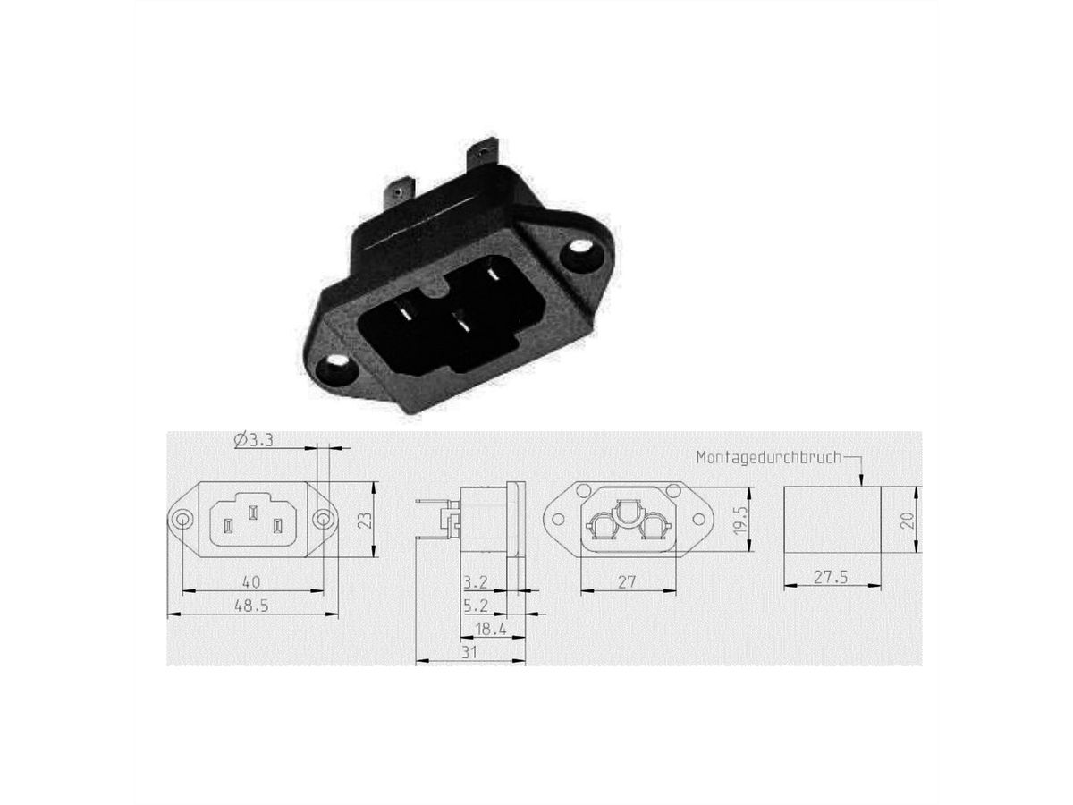 BACHMANN Connecteur pour appareils chauds IEC320 C15A