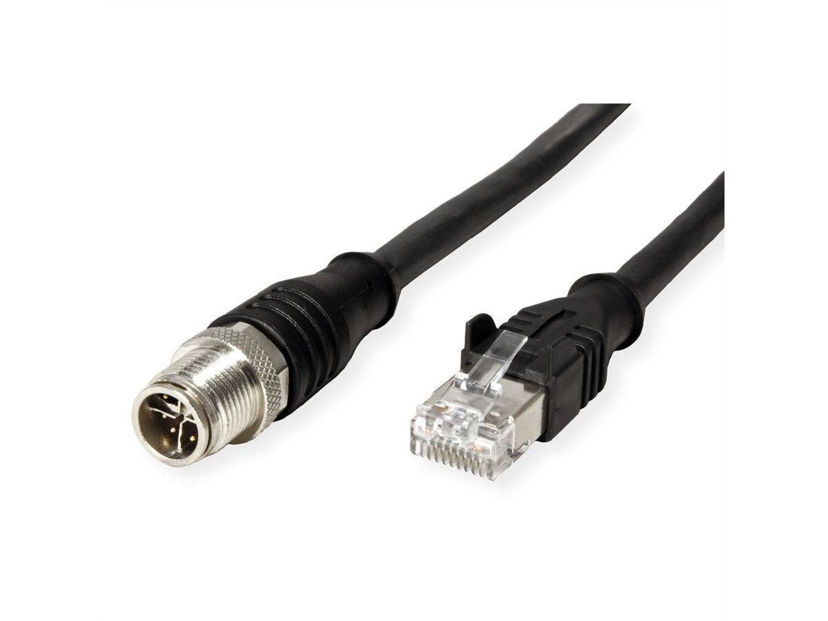 METZ CONNECT Câble Ethernet industriel M12-RJ45, codage X, noir, 2 m