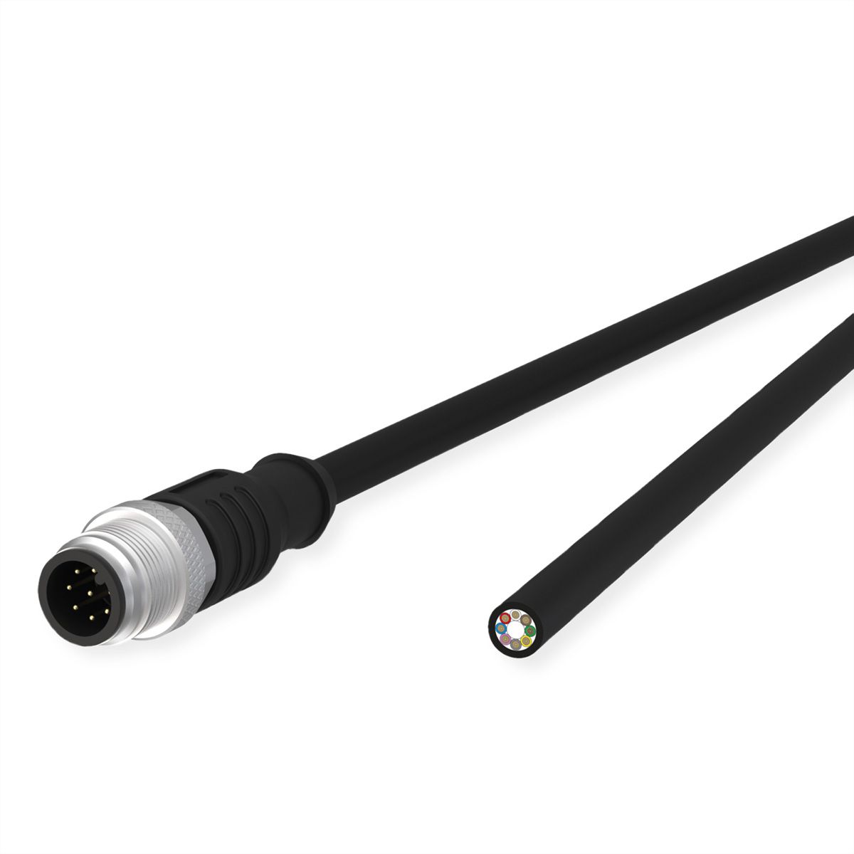 METZ CONNECT Câble de capteur/actionneur M12, codage A, M12 connecteur droit - extrémité ouverte, noir, 2 m