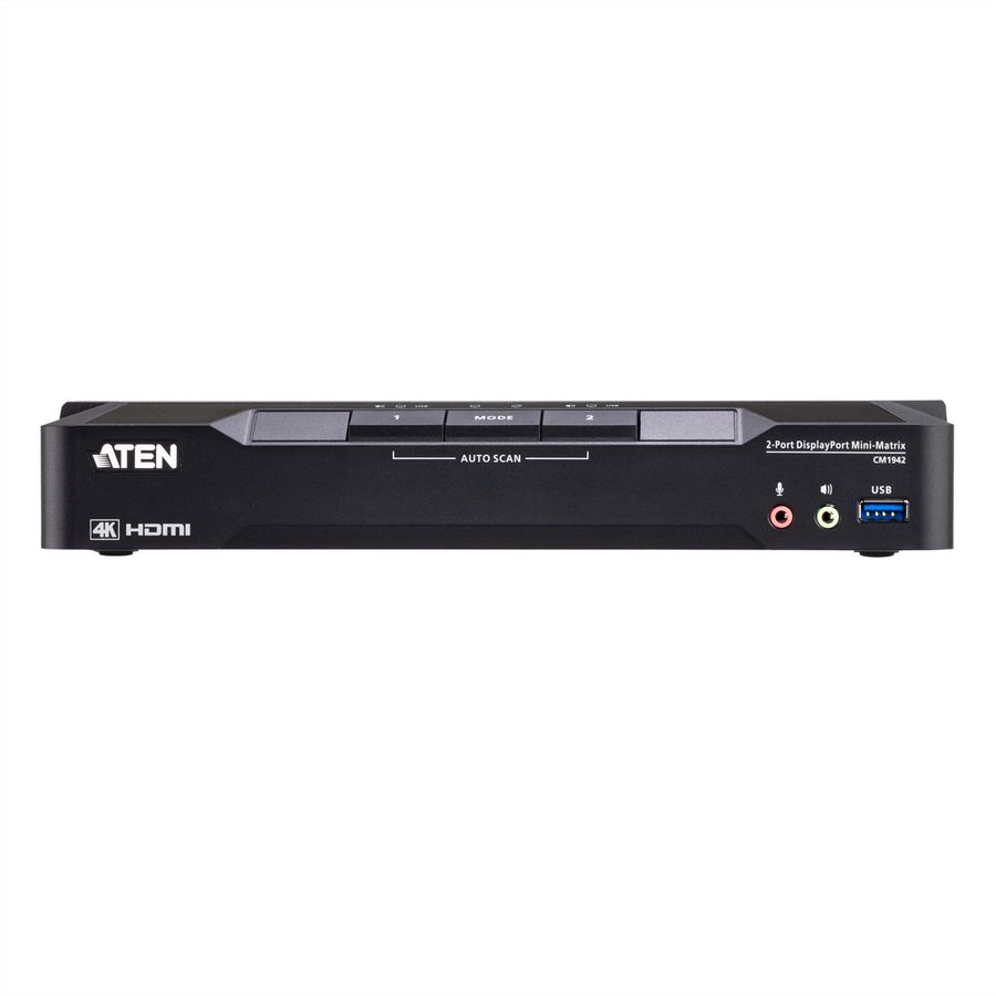 ATEN CM1942 Mini-commutateur KVM matriciel Boundless double écran DisplayPort 4K à 2 ports