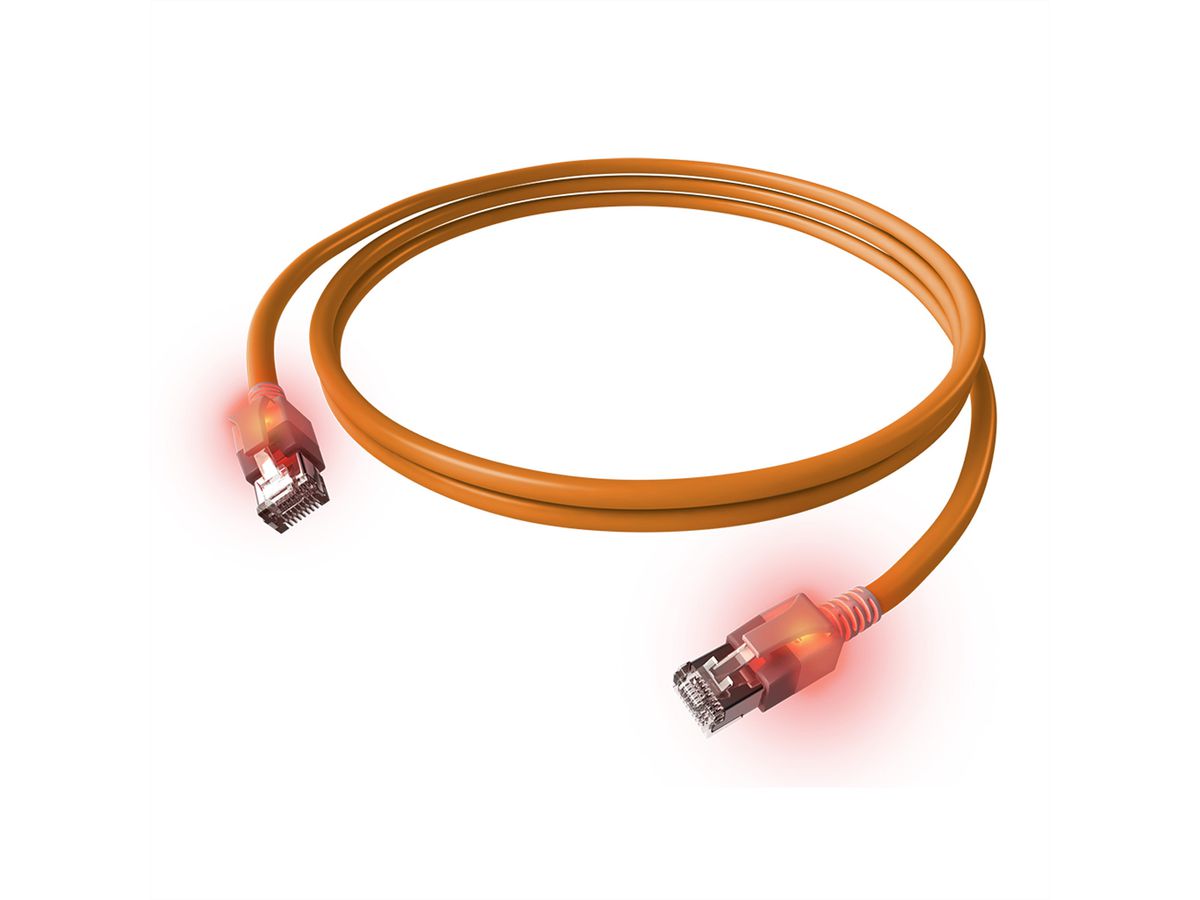 Cordon EasyLan DualBoot® LED Cat.6A (Classe EA) S/FTP, LSOH, orange, 1 m