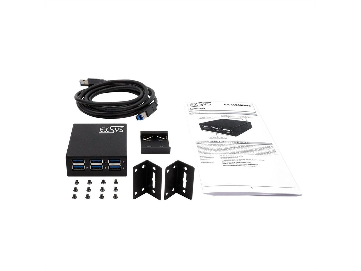 EXSYS EX-11246HMS Hub métallique USB 3.2 Gen 1 à 6 ports