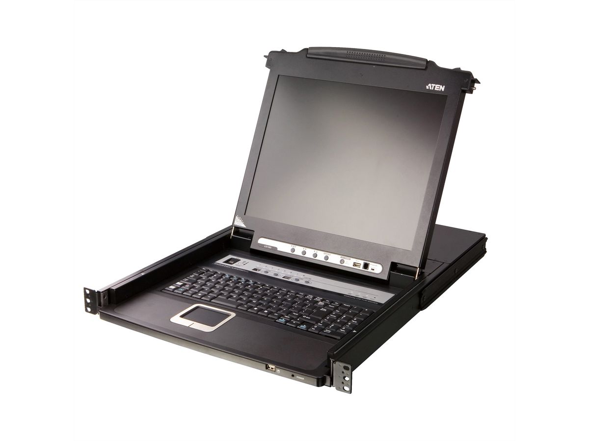 ATEN CL5708MW Commutateur KVM VGA LCD 43cm large à un seul rail PS/2-USB 8 ports , FR-Layout