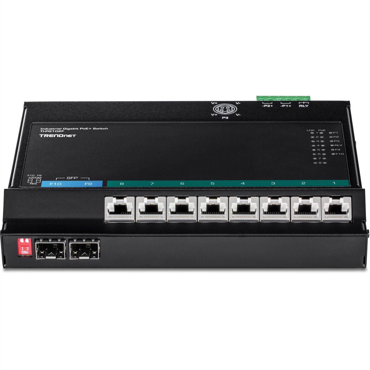 TRENDnet TI-PG102F Switch industriel PoE+ Gigabit à 10 ports avec accès frontal et fixation murale