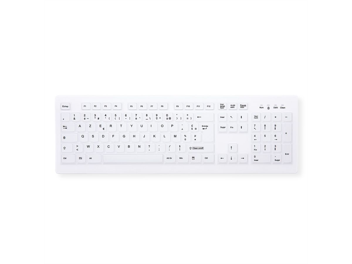 CHERRY MEDICAL KEY Clavier sans fil lavable avec pavé numérique, USB, blanc, IP65