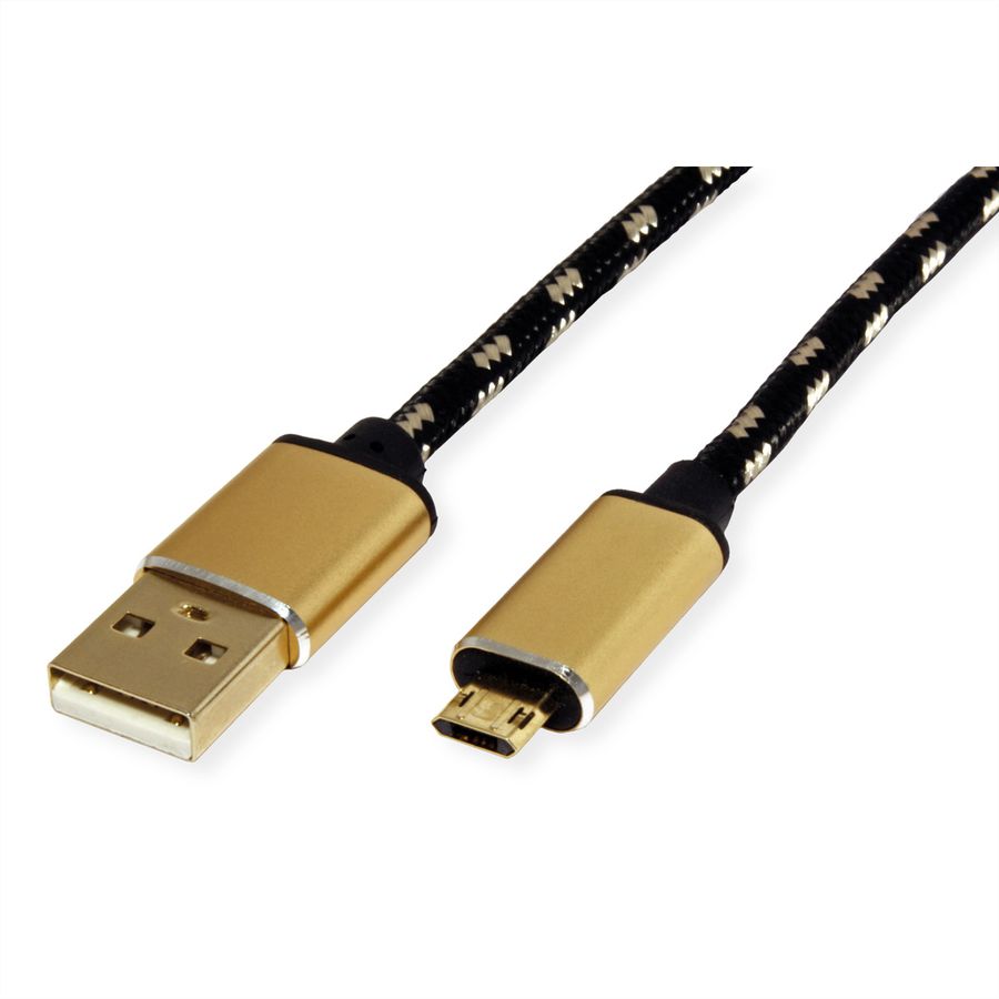 ROLINE GOLD Câble USB 2.0, USB A mâle - Micro USB B mâle, 1,8 m