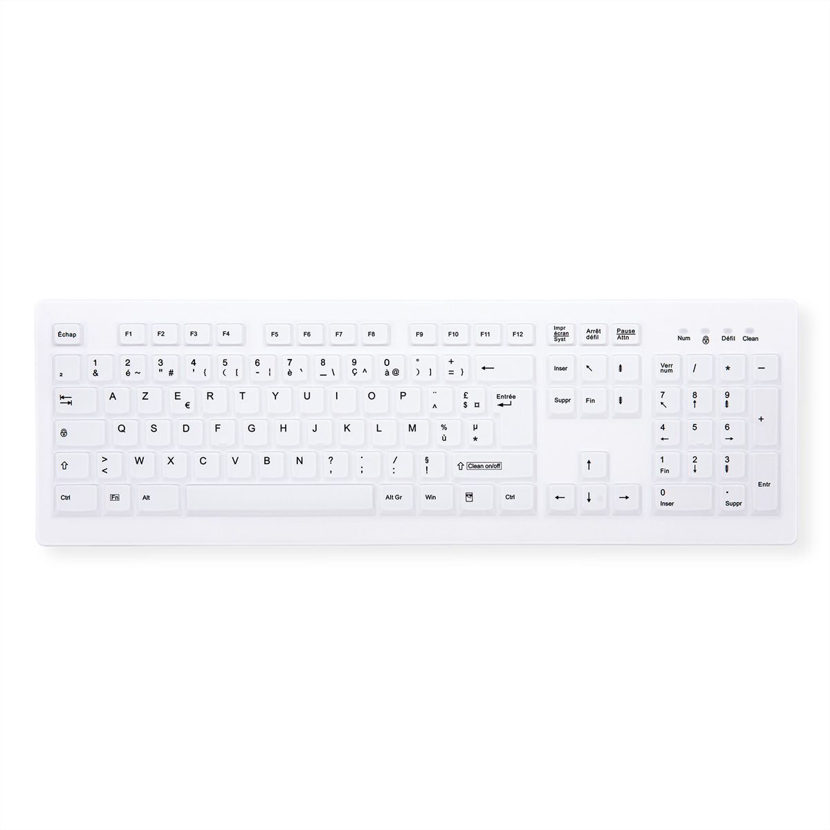CHERRY MEDICAL KEY Clavier sans fil lavable avec pavé numérique, USB, blanc, IP68