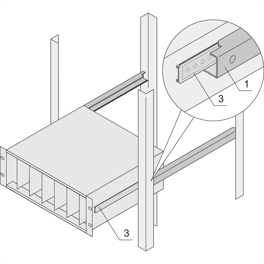 Glissière télescopique SCHROFF, profil en C pour armoire pour Eurorack, 600 mm