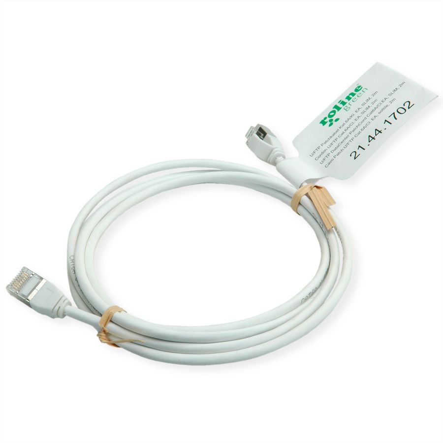 ROLINE GREEN Cordon DataCenter U/FTP Cat.6A (Classe EA), LSOH, slim, blanc, 0,15 m