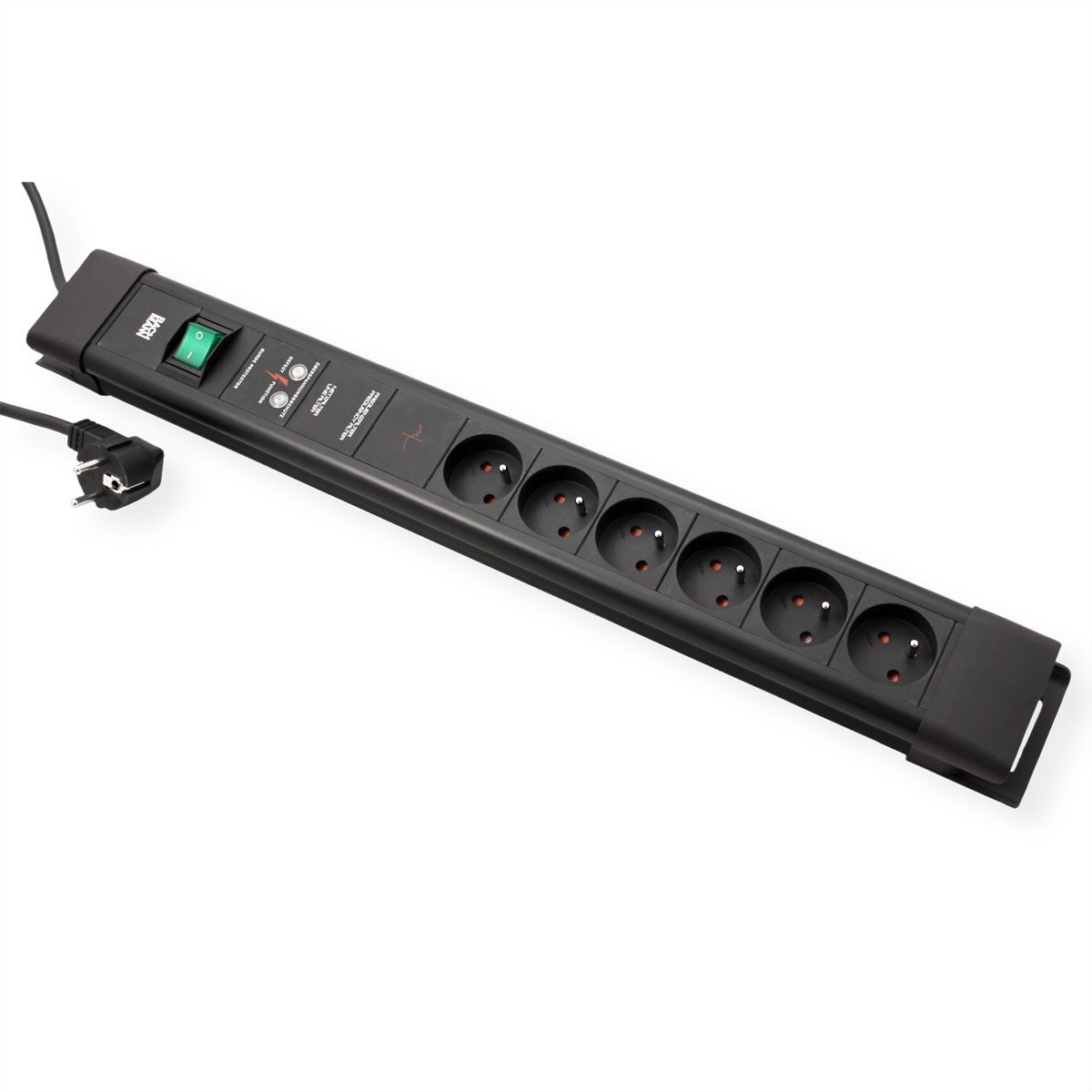 BACHMANN CONNECTUS 6xUTE , 1xGVS 1xinterrupteur 2,0m CEE7/7 noir