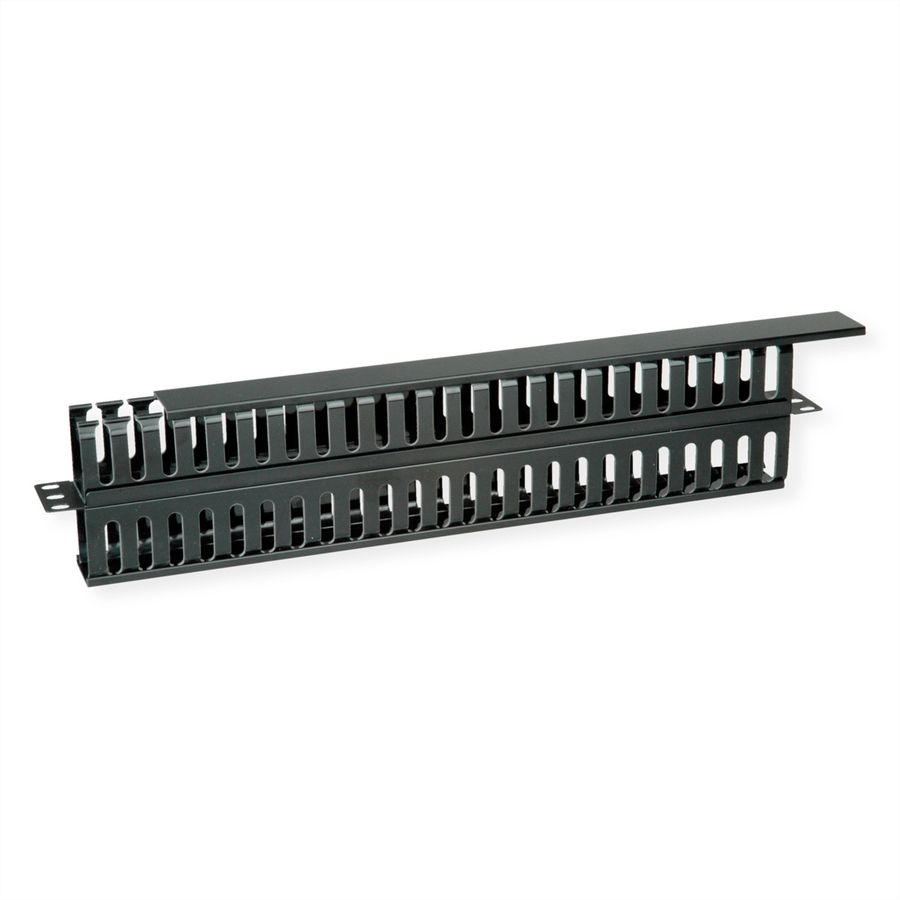 VALUE Plaque avant 19" de 1U avec canal de rangement de chaque côté, noir