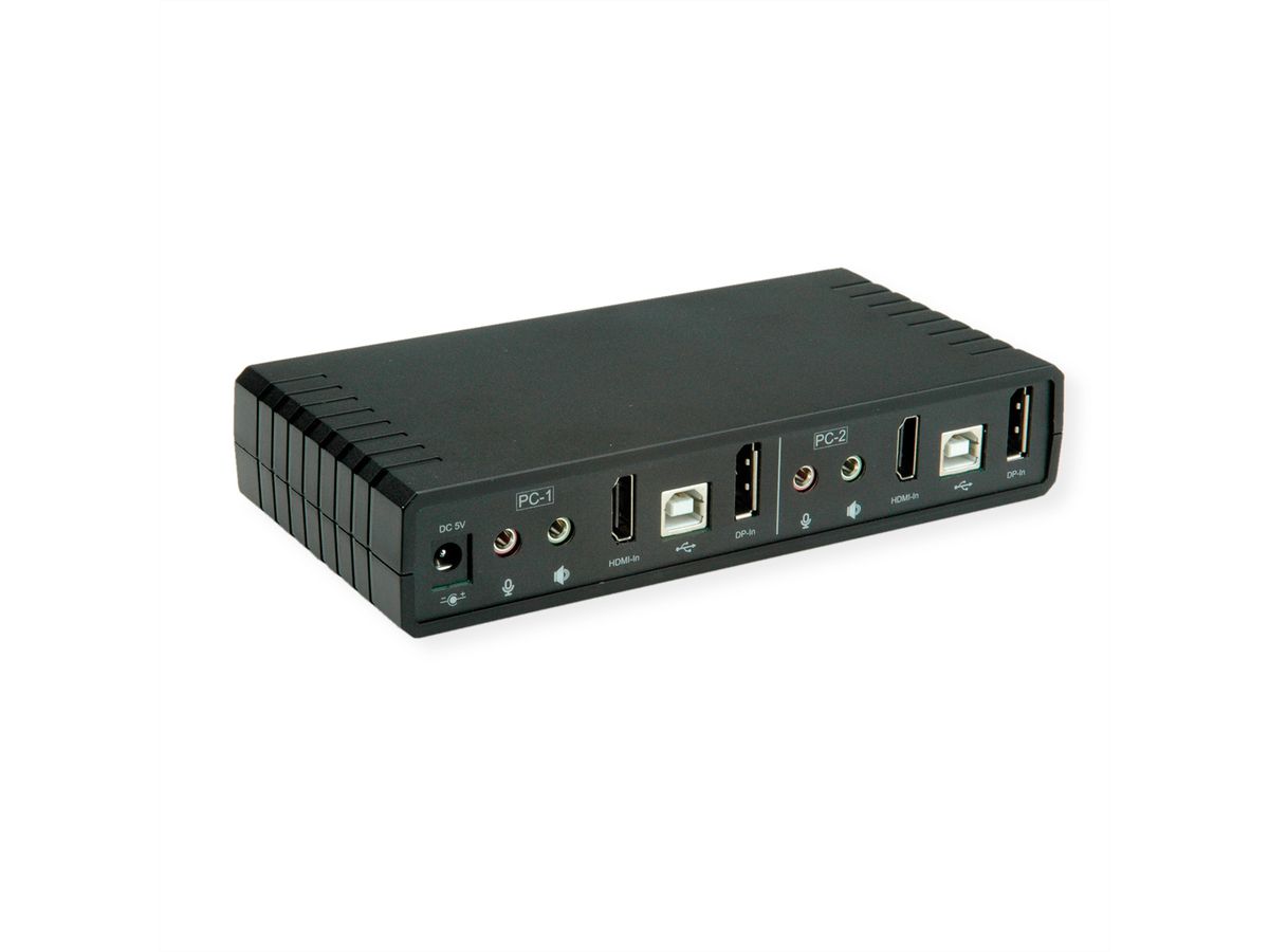 ROLINE Switch KVM Dual Head Audio, HDMI, 4K60, 1 Utilisateur - 2 PCs