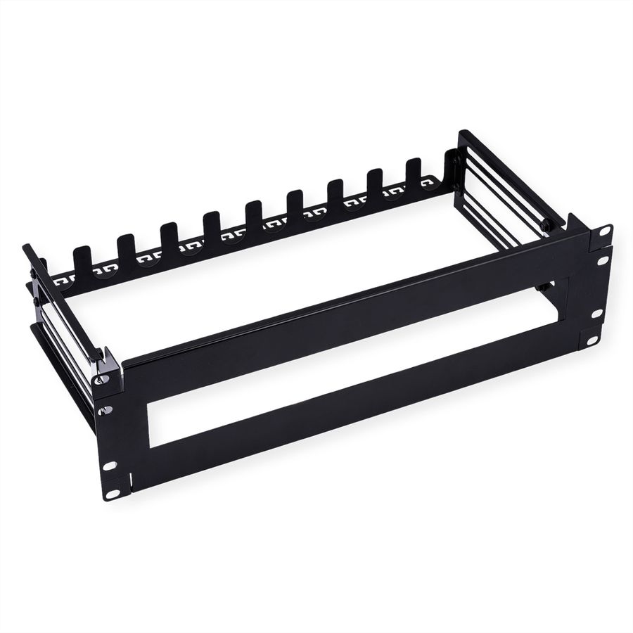 VALUE Cadre de support 19" pour appareils montés sur rail DIN, 3U, noir