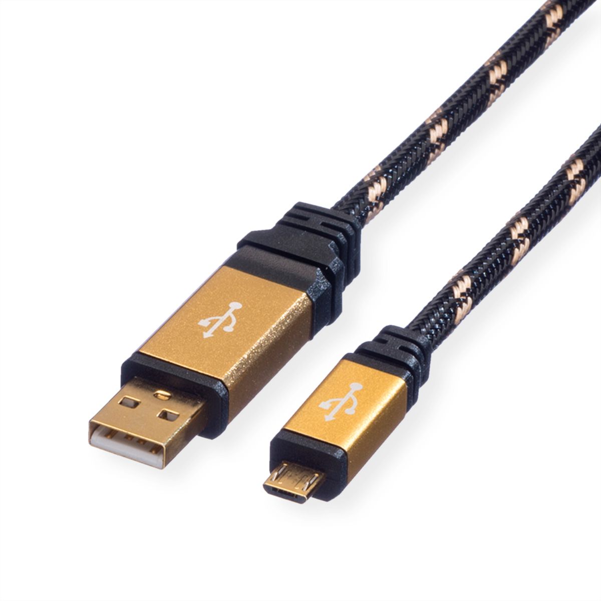 ROLINE GOLD Câble USB 2.0, USB A mâle - Micro USB B mâle, 0,8 m
