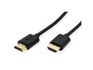 ROLINE Câble HDMI High Speed avec Ethernet, Slim, noir, 1 m