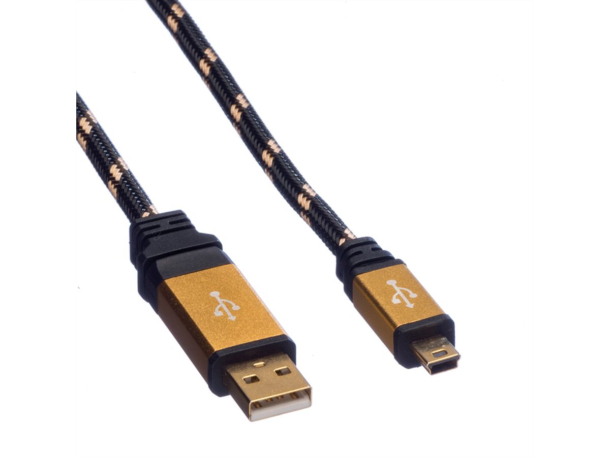 ROLINE GOLD Câble USB 2.0, type A - mini 5- broches, 3 m