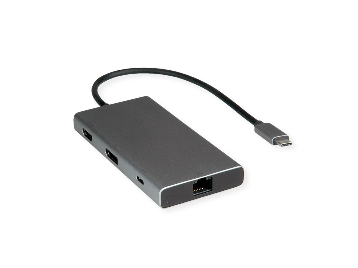 VALUE Station d'accueil USB type C, HDMI+DP, 4K60, 3x US3.2Gen1 (1x C + 2x A), 1x PD, 1x RJ45