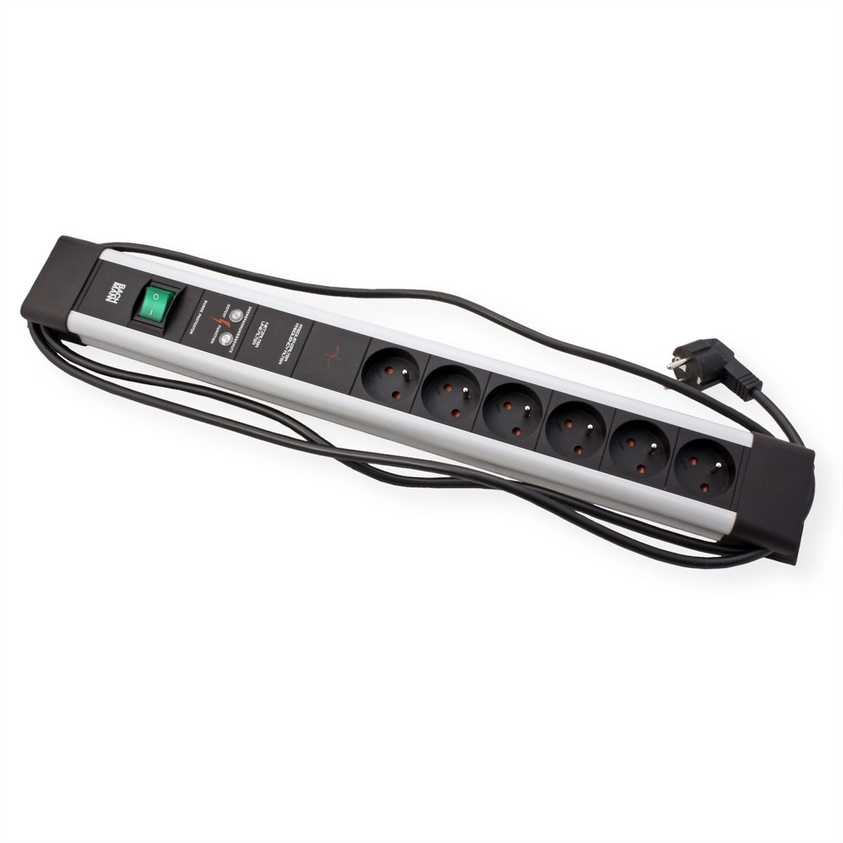 BACHMANN CONNECTUS 6xUTE , 1xGVS 1xinterrupteur 2,0m CEE7/7 gris