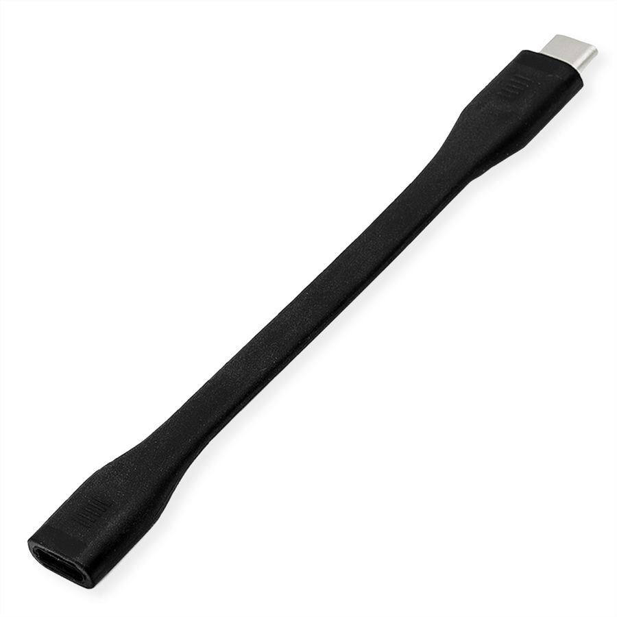 ROLINE Câble USB4 Gen3x2, C-C, M/F, 8K UHD-2, 40Gbit/s, 100W, plat, noir, 11,5 cm
