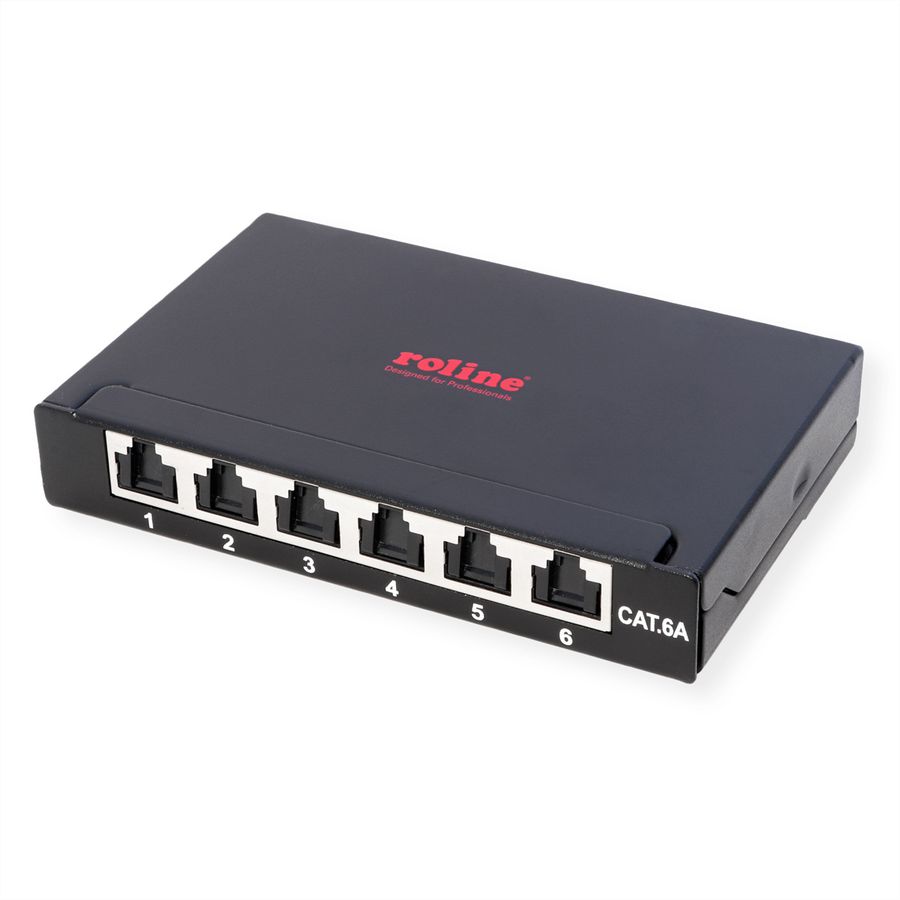 ROLINE Mini panneau Cat.6A/ClassEA 6 ports, 0,5U, blindé, noir