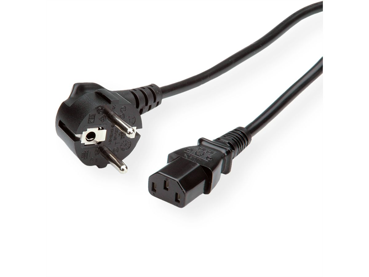 ROLINE Câble d'alimentation IEC droit, noir, 1,8 m
