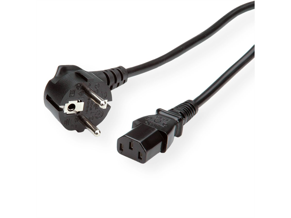 ROLINE GREEN Câble d'alimentation IEC droit, noir, 1,8 m