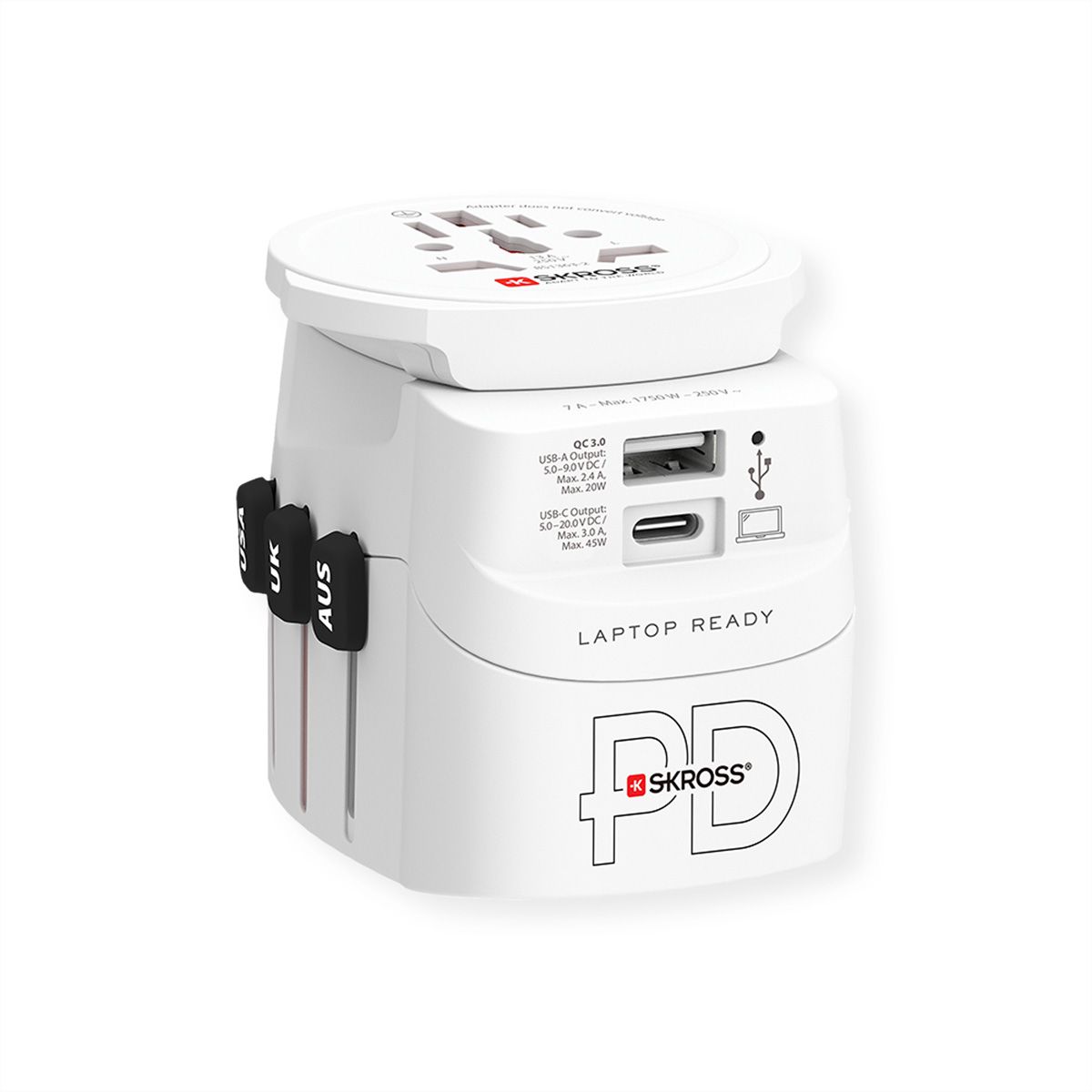 SKROSS Adaptateur de voyage PRO Light USB A/C 45PD World, monde