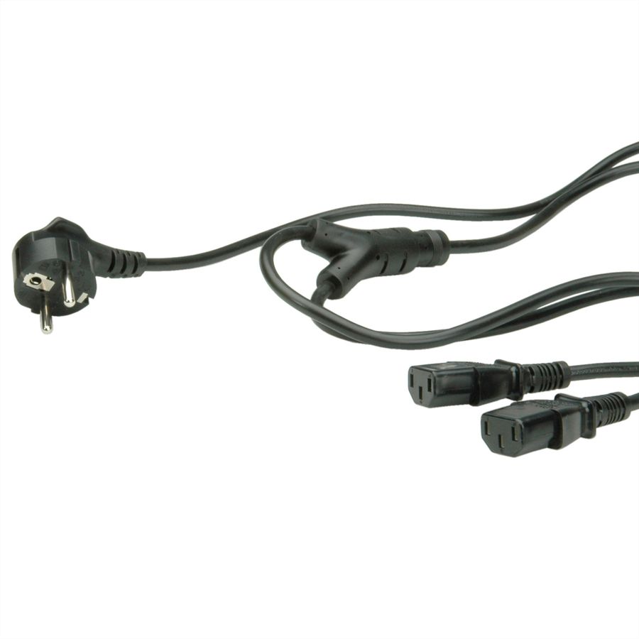 VALUE Câble d'alimentation en Y, noir, 2 m
