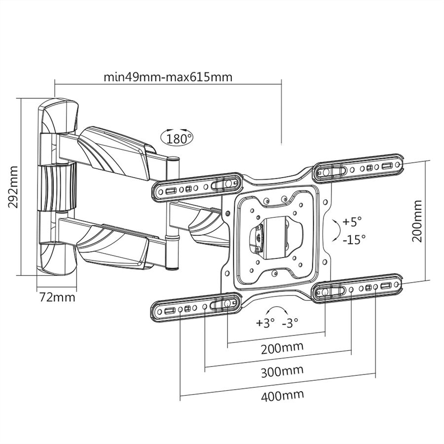 VALUE Support pour écran LCD, montage mural, 4 pivots