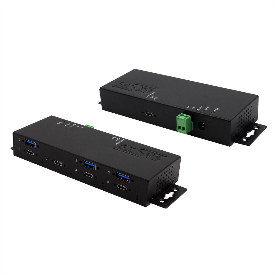 EXSYS EX-1237HMVS Hub USB 3.2 Gen2 à 7 ports, avec 4 x USB-C et 3 x USB-A
