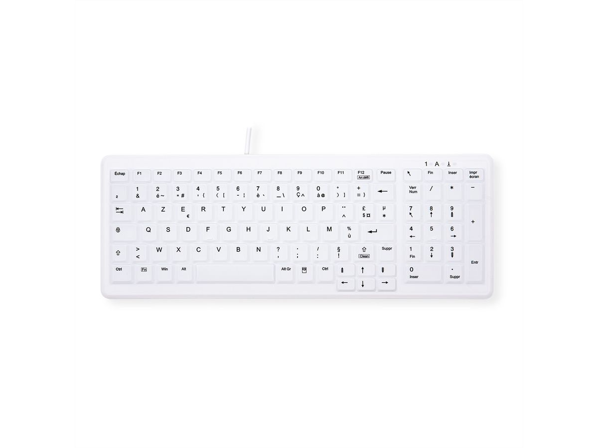 CHERRY MEDICAL KEY Clavier lavable compact avec pavé numérique, USB, blanc, IP68, MIS-D, VESA 75x75