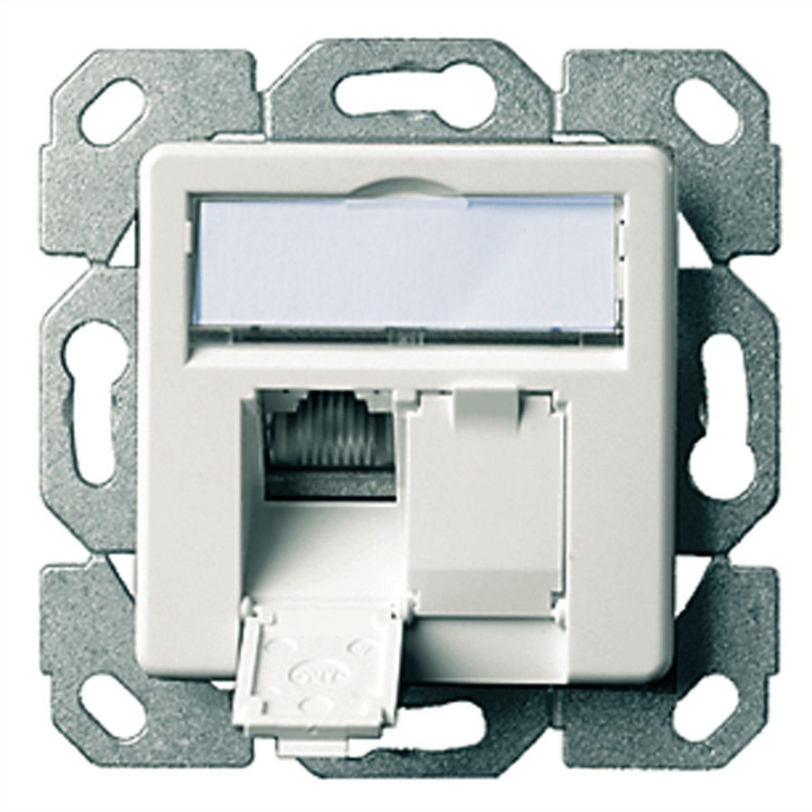 TELEGÄRTNER Embase AMJ45 2x RJ45 Cat.6/Classe E blanc alpin, (A+B+C)