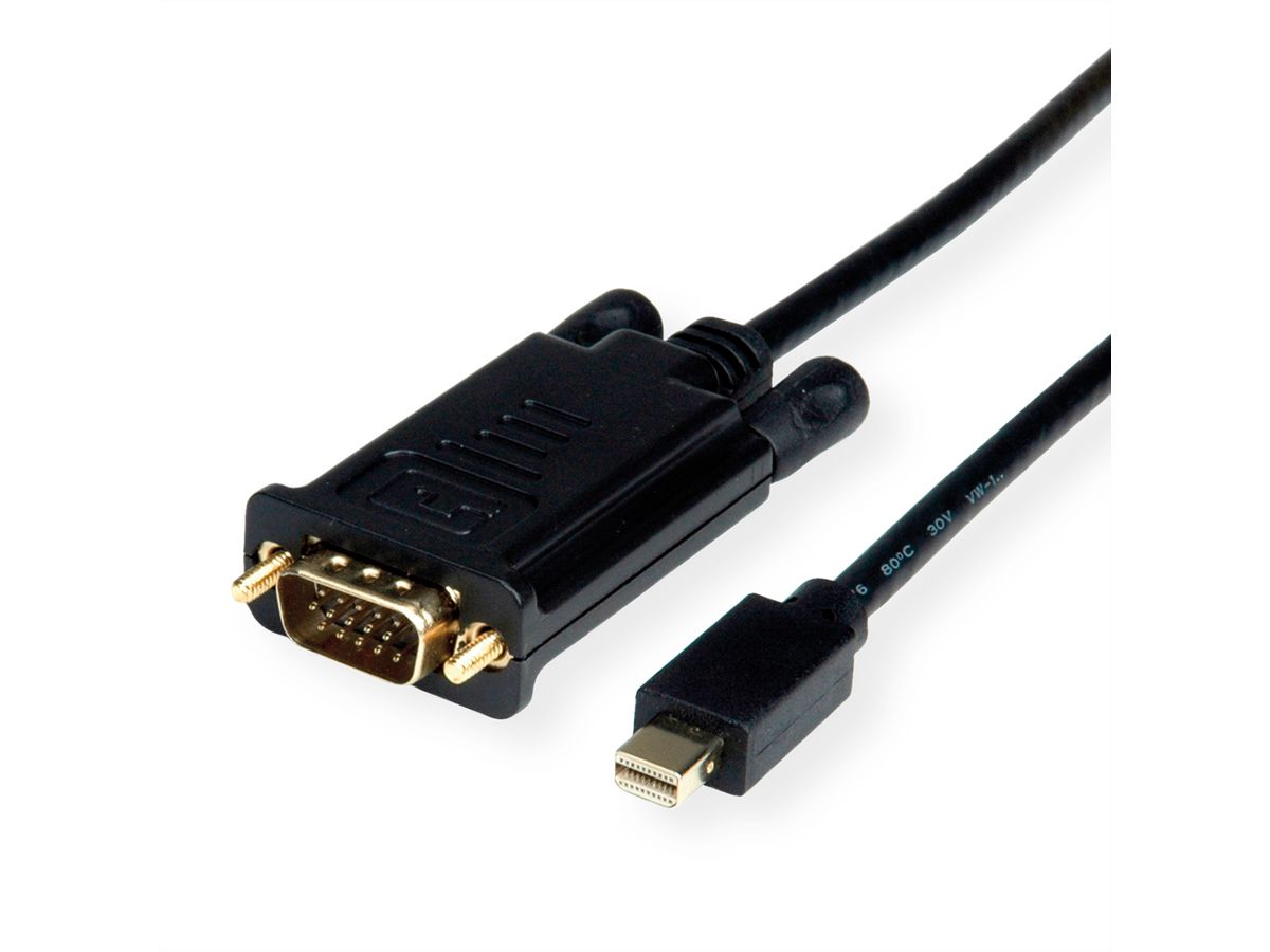 ROLINE Câble Mini DisplayPort-VGA, MiniDP M - VGA M, noir, 3 m