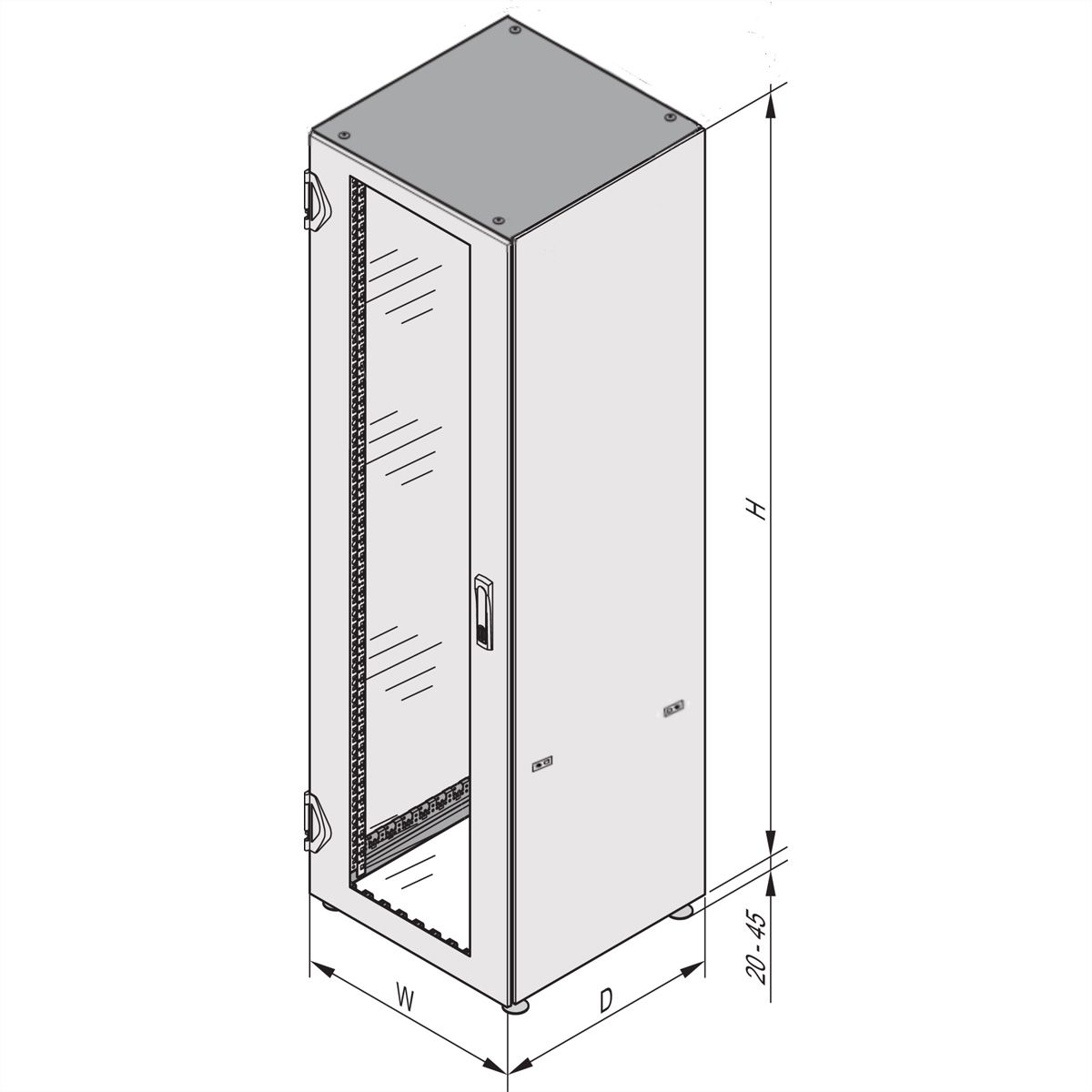 SCHROFF Varistar IP 20 Armoire, porte avant en verre, porte arrière en acier, 42 U 2000H 600W 800D