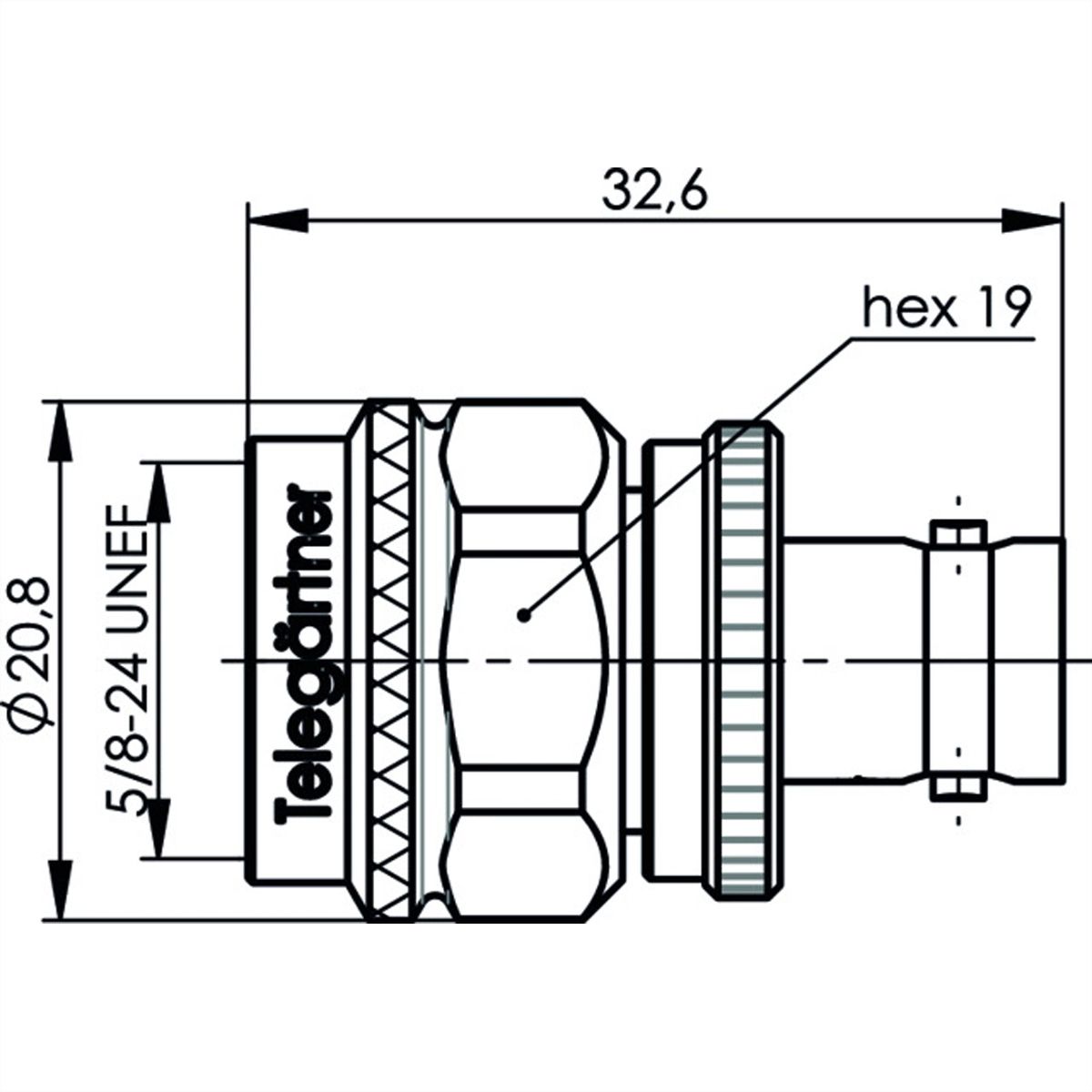 TELEGÄRTNER Adaptateur BNC femelle / N mâle