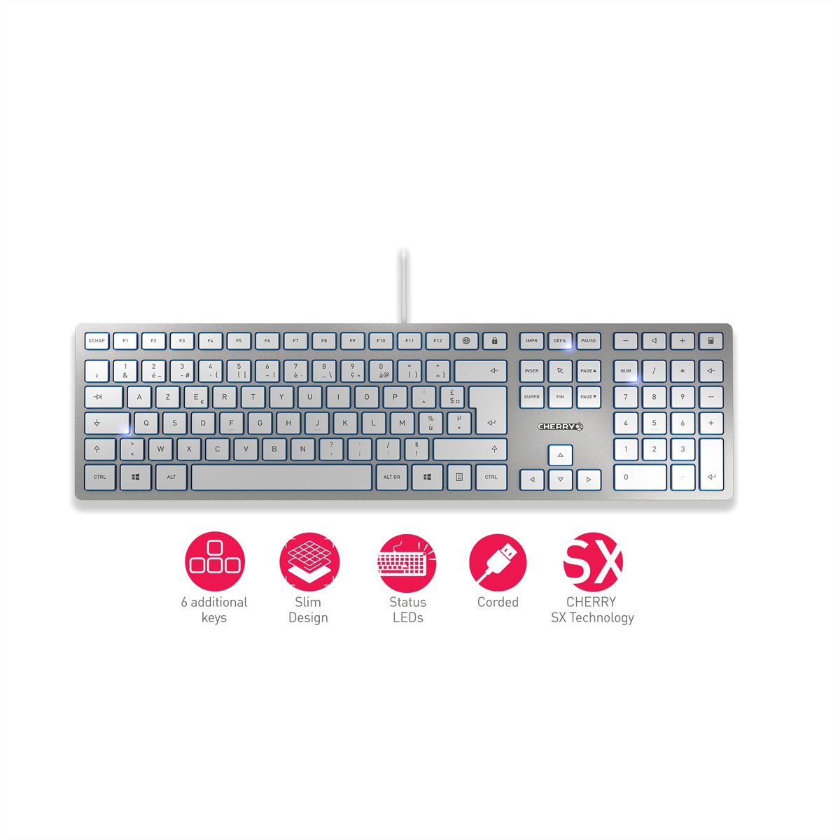CHERRY KC 6000 Clavier Slim, gris
